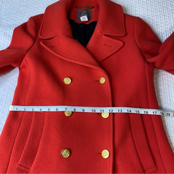 J Crew Stadium Cloth Nello Gori Coat 12 Orange Wool Double Breasted Gold Buttons - Picture 11 of 12
